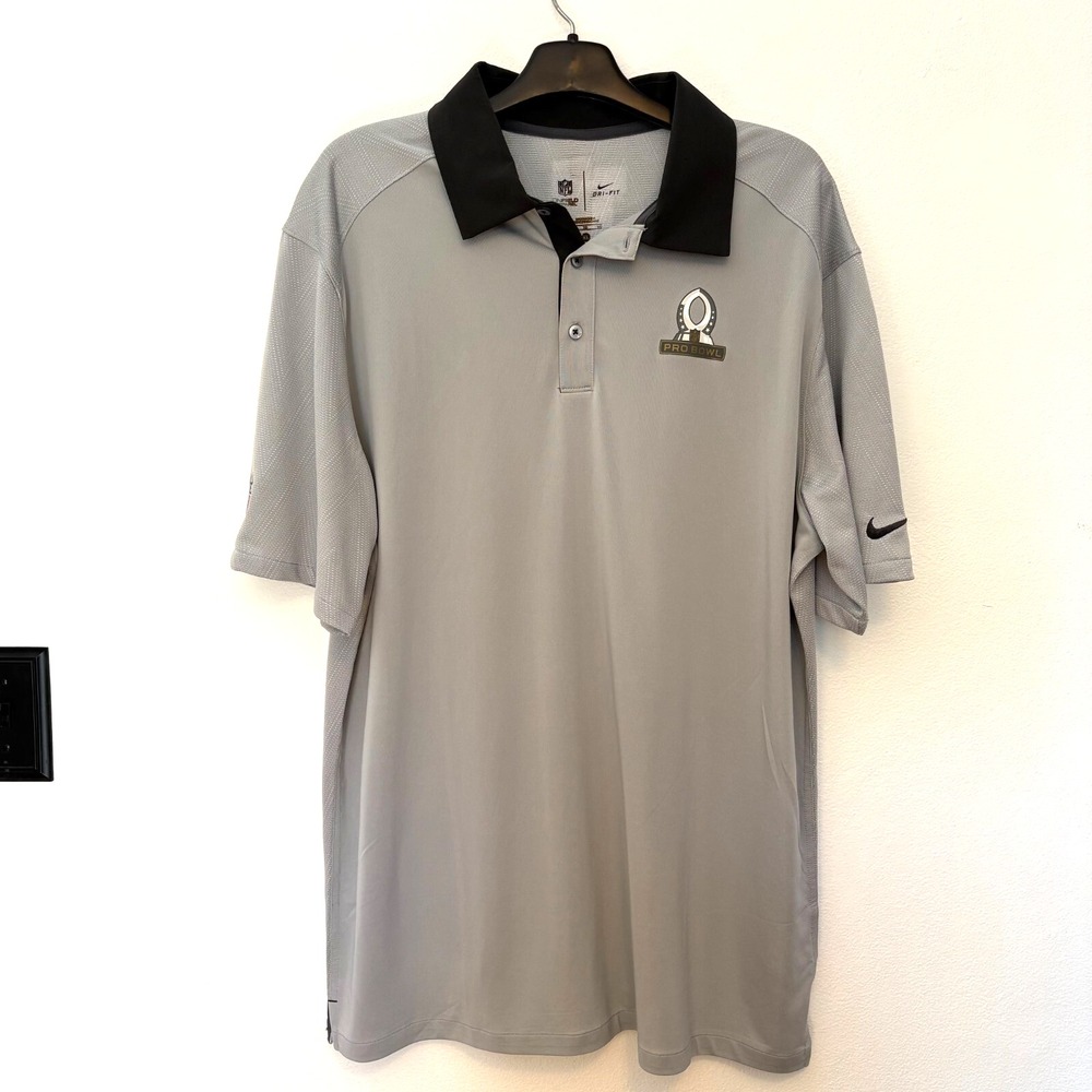 Nike Pro Bowl NFL Football Polo, Men's Size XL, Gray, Dri-Fit